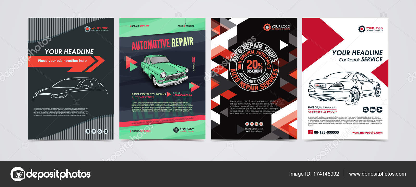Download Auto Repair Services Business Layout Templates Set Cars For Sale Rent Brochure Mockup Flyer Vector Illustration Stock Vector C Luckykot 174145992 PSD Mockup Templates