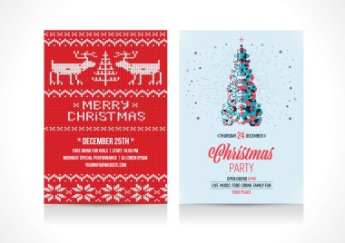 Noel tatil daveti şablon ilanı. Vektör çizim