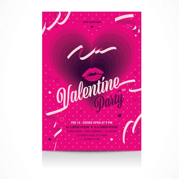 Invitación de San Valentín al folleto de la discoteca. Ilustración vectorial . — Archivo Imágenes Vectoriales