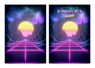 80 'lerin canlı Retro bilim kurgu poster şablonu. 