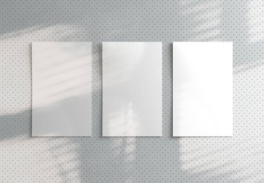 Modern tarz arka planında gölgesi olan üç polaroid. 3d hazırlayıcı.