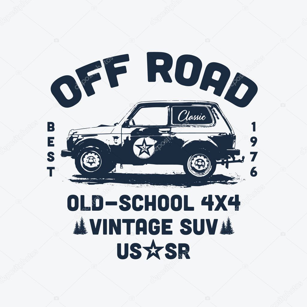 Retro Off-Road Suv Car Badge template. Vector illustration.