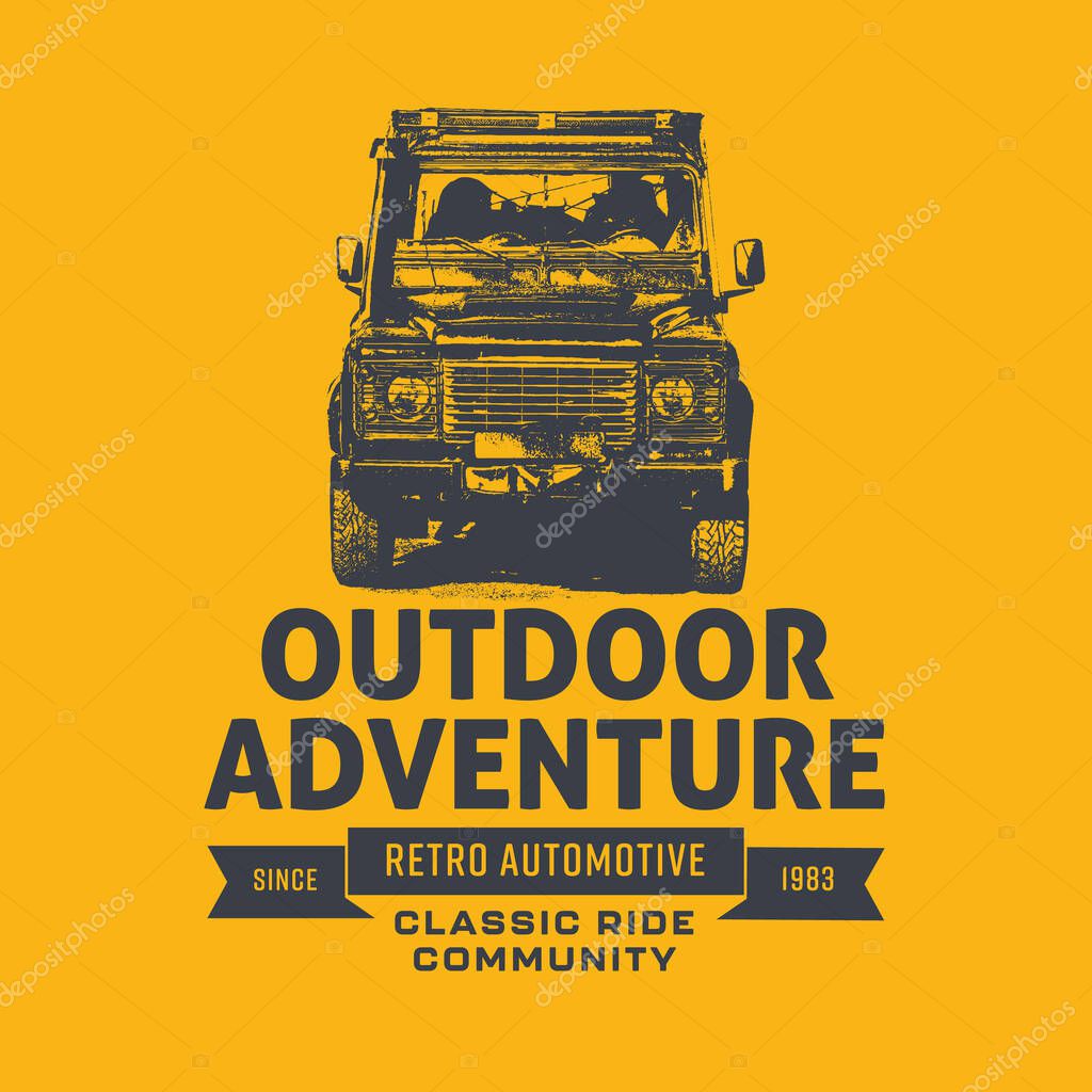 Vintage 4x4 Offroad T-Shirt Logo Template. Vector illustration.