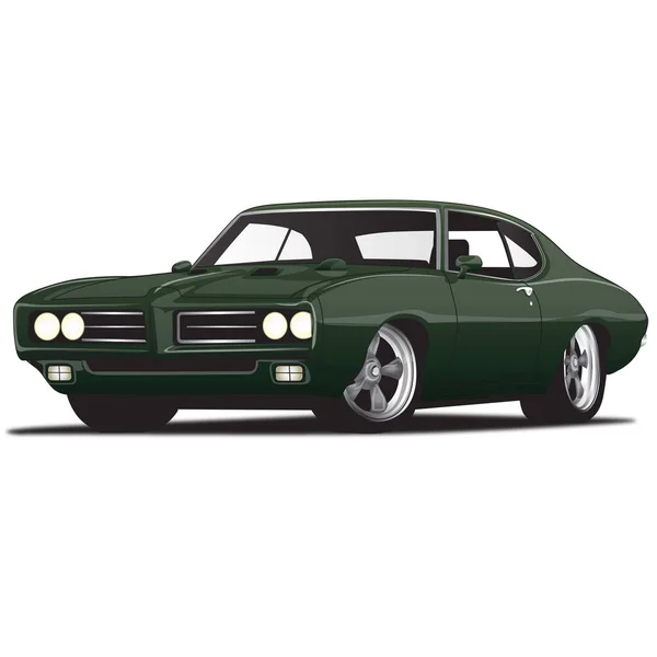 Yeşil Ların Klasik Kas Arabası — Stok Vektör
