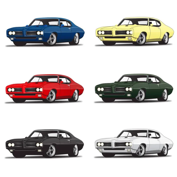 Vintage Classic Car Múltiples Colores — Vector de stock