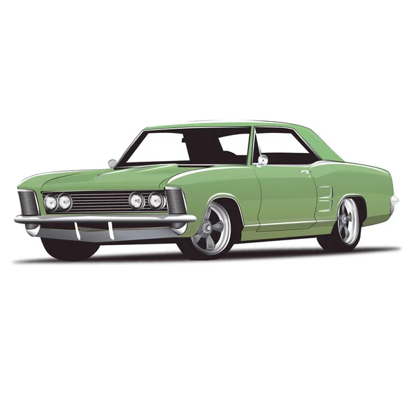 Coche Muscular Clásico Los Años Verde — Vector de stock