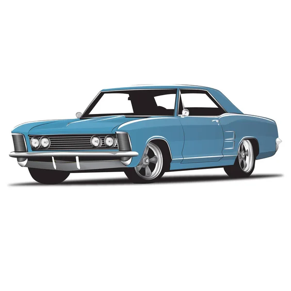 Coche Muscular Clásico Los Años Azul — Vector de stock