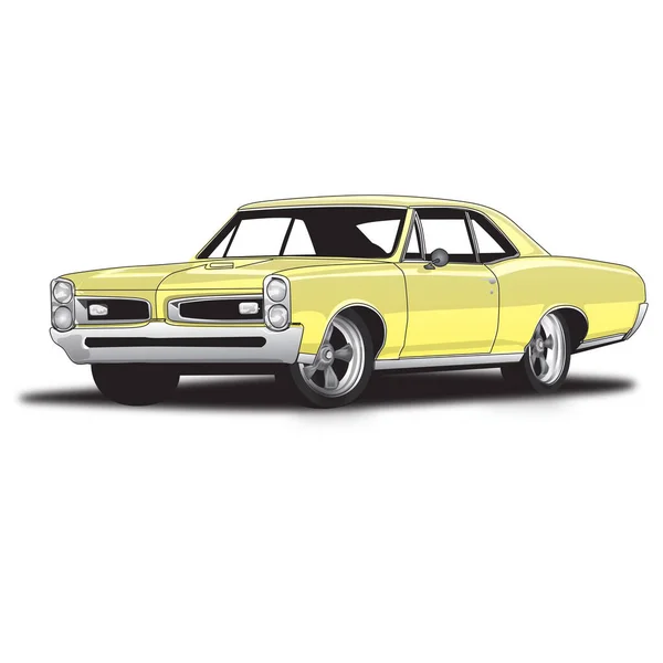 Yellow Classic Muscle Car — Stock Vector