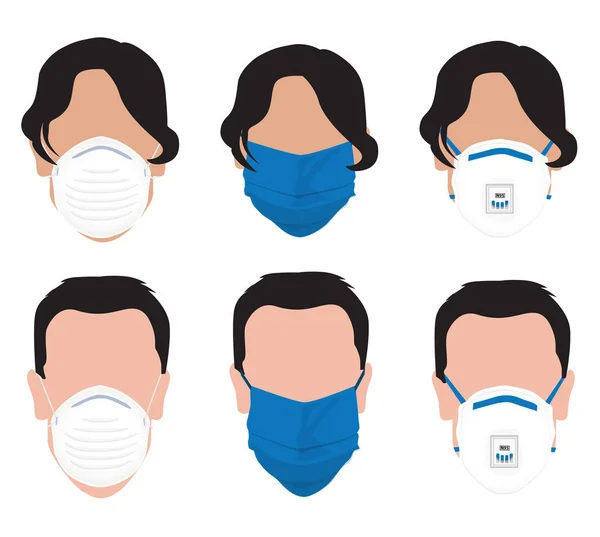 Plusieurs Types Facemask — Image vectorielle