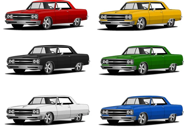 Vintage Classic Car Múltiples Colores — Vector de stock