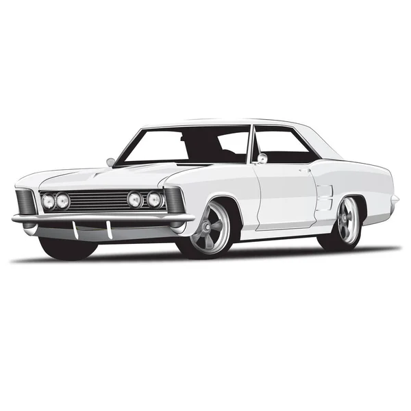 White Classic Muscle Car Стоковый вектор