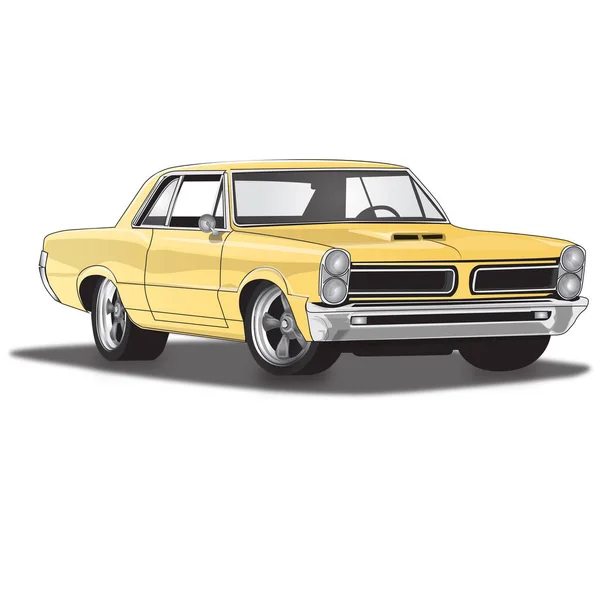 Yellow Classic Muscle Car Векторная Графика