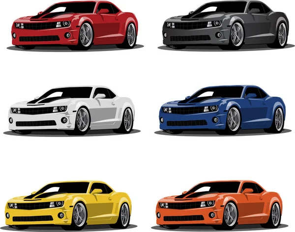 2000 Classic Muscle Cars Multiple Colors Лицензионные Стоковые Векторы