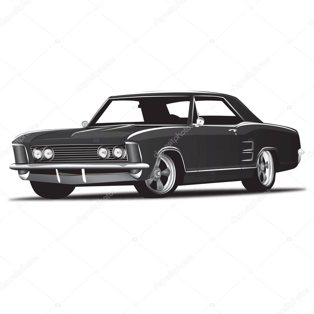 Black 60's Classic Muscle Car