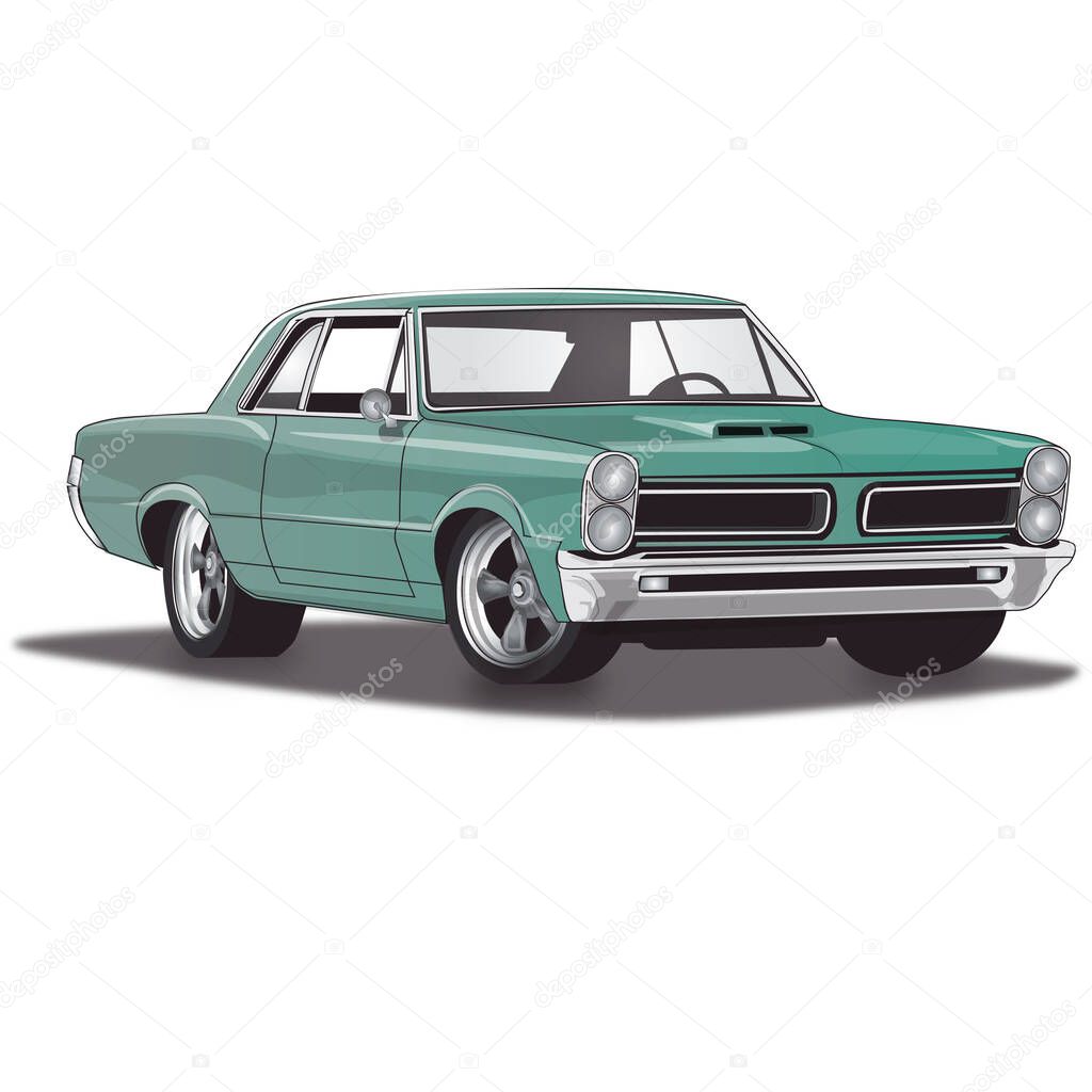 Green 60's Classic Muscle Car