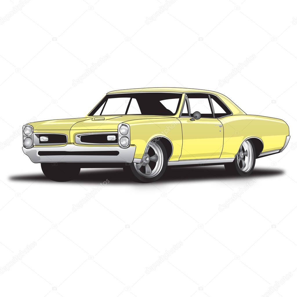 Yellow 60's Classic Muscle Car
