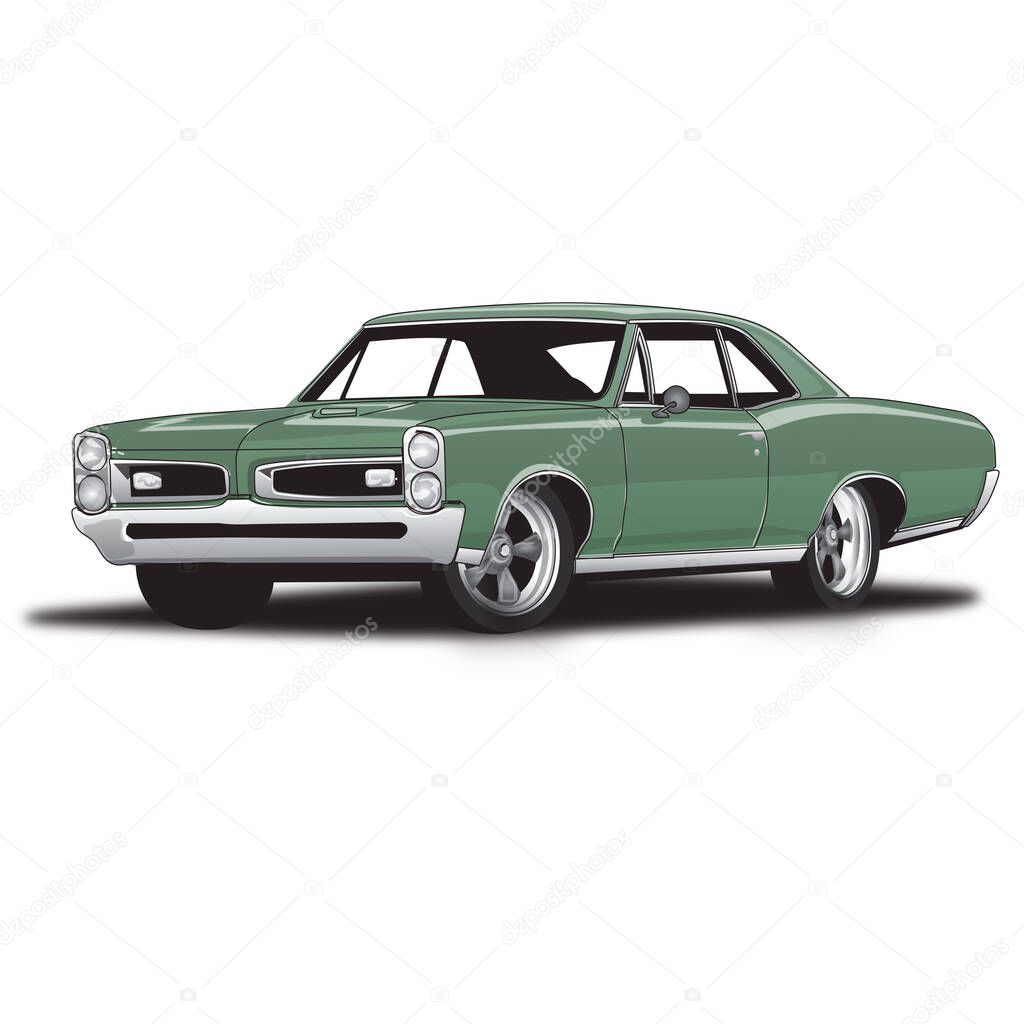 Green 60's Classic Muscle Car