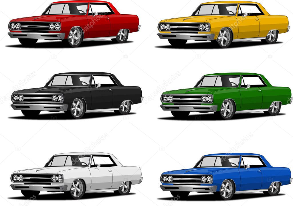 Vintage Classic Car in multiple colors