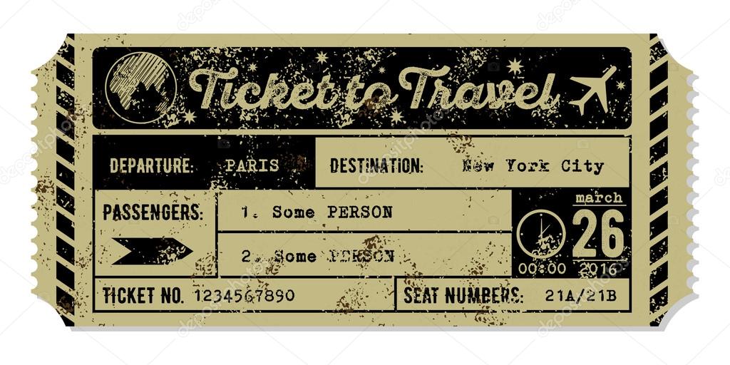 Billete de avión grungy vintage. Concepto de viaje . Imagen Vectorial de © zfmbek 125269968