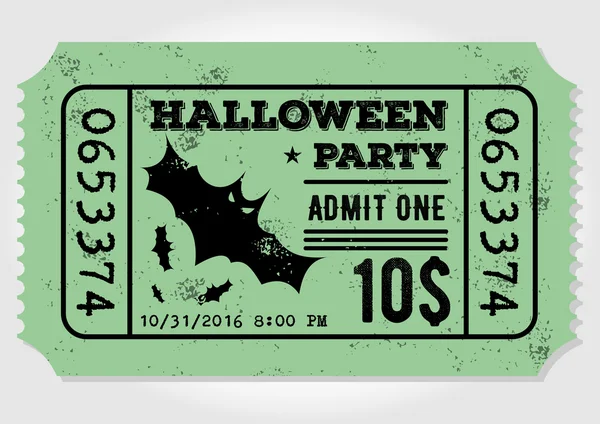 Vintage papier ticket, toegeven een voor Halloween Party — Stockvector