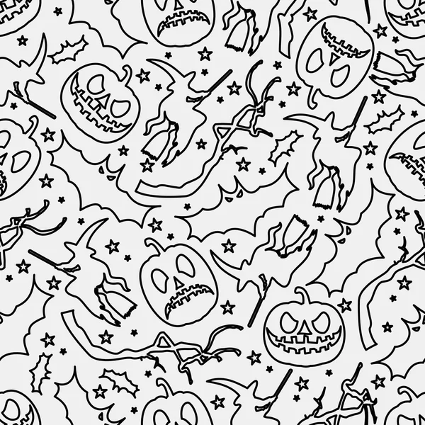 Halloween naadloze patroon met pictogrammen en borden — Stockvector