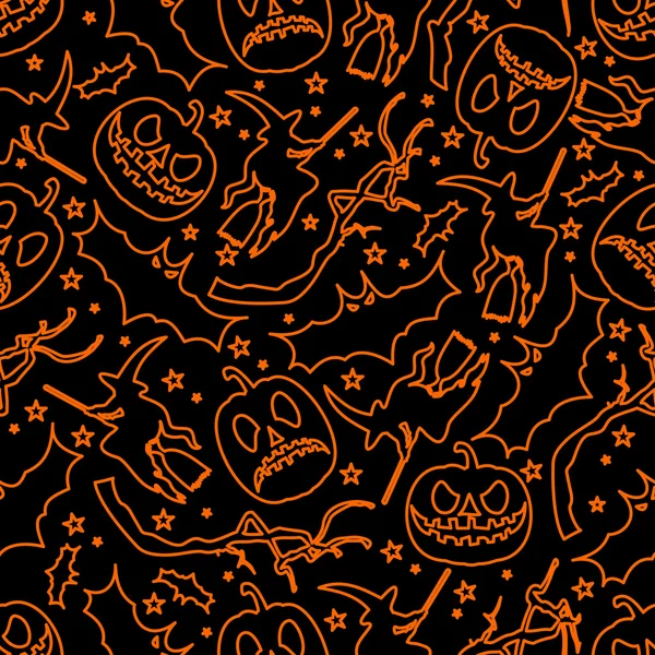Halloween nahtlose Muster mit Symbolen und Zeichen — Stockvektor