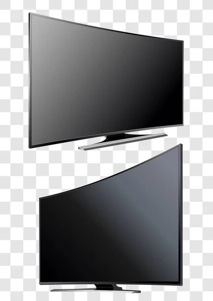 Curved TV screen lcd, plasma realistic vector illustration. — Stock Vector