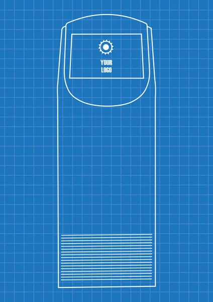 Blaupause des interaktiven Werbekiosk-Terminals für Touchscreen-Displays für den Innen- und Außenbereich — Stockvektor