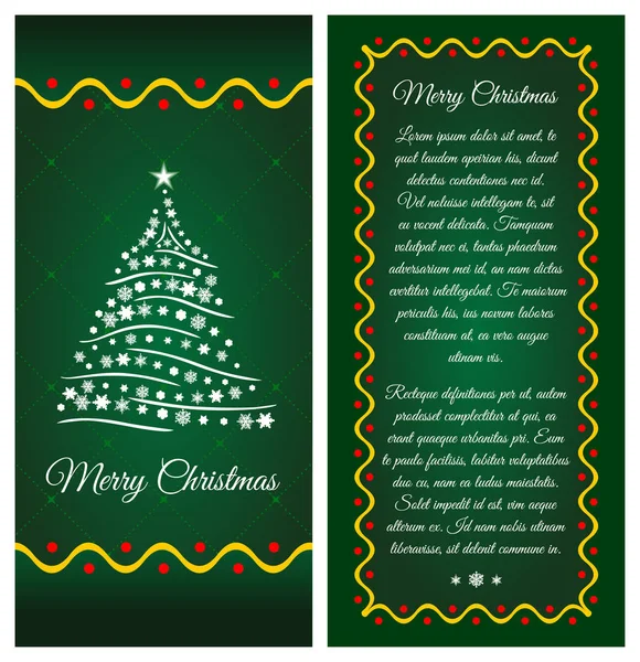 Christmas Greeting Card with Christmas tree. Merry Christmas brochure, poster template — Stock Vector