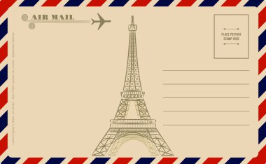 Eyfel Kulesi ile Vintage kartpostal
