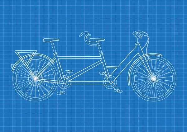 Plano de la bicicleta en tándem en estilo plano — Vector de stock