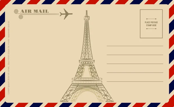 Carte postale vintage avec Tour Eiffel — Image vectorielle