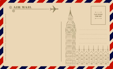 Big Ben ile Vintage kartpostal