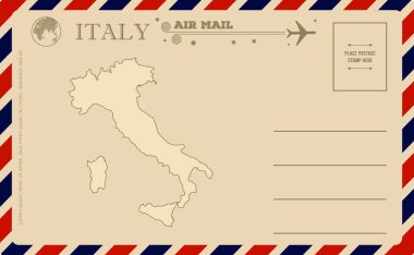 İtalya Haritası ile Vintage kartpostal