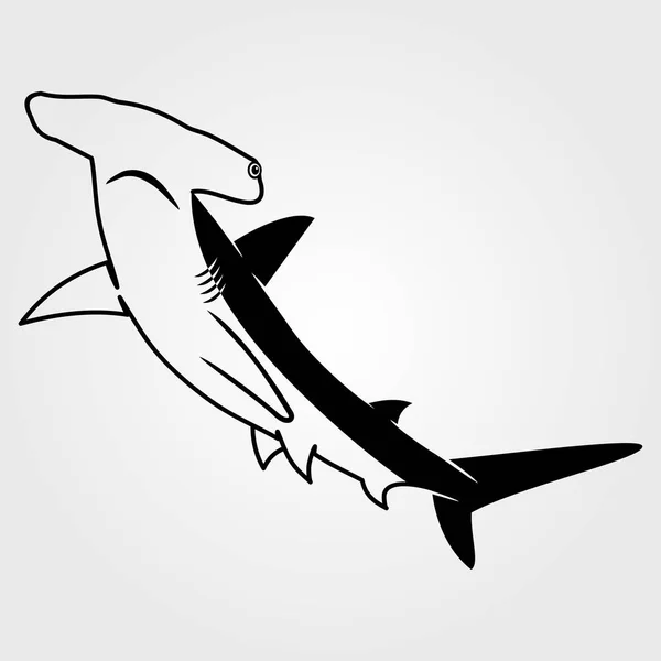 Hammerhead Shark icon isolated on white background. — Stock Vector