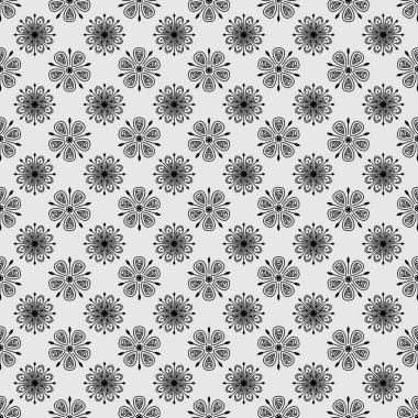 Vektör seamless modeli. Yinelenen çiçekler ve yıldızlar