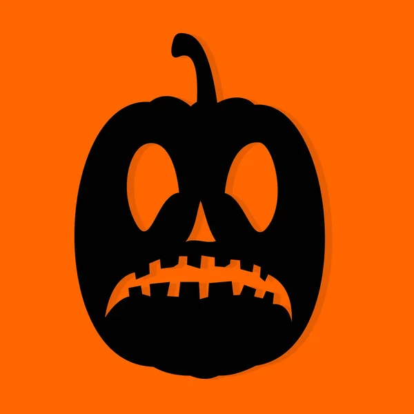 Calabaza de Halloween. Icono negro sobre fondo naranja. Ilustración vectorial — Vector de stock