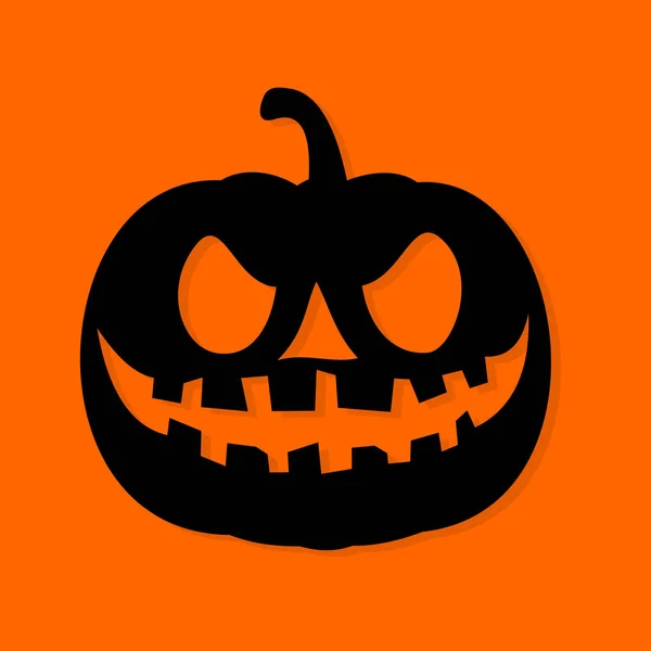 Halloween tök. Fekete ikon a narancssárga háttérrel. Vektoros illusztráció — Stock Vector