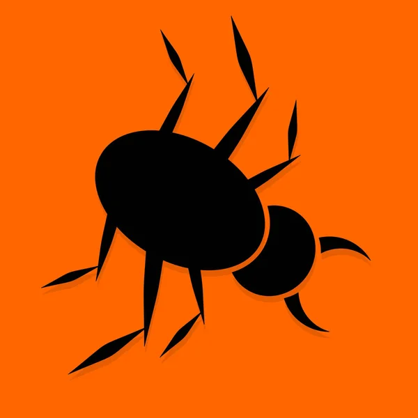 Halloween Bug. Black icon on orange background. Vector illustration — Stock Vector