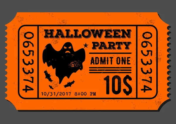 Vintage, invitación de papel grunge, entrada para la fiesta de Halloween — Vector de stock