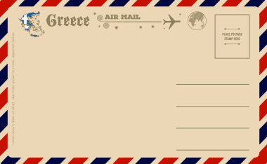 Vintage kartpostal ile Yunanistan Haritası