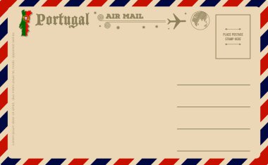 Portekiz Haritası ile Vintage kartpostal