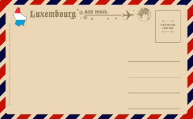 Vintage kartpostal ile Lüksemburg Haritası