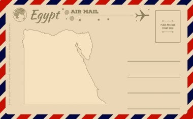 Mısır Haritası ile Vintage kartpostal