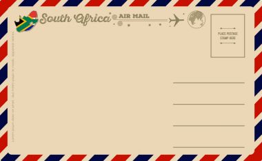 Vintage kartpostal ile Güney Afrika Haritası