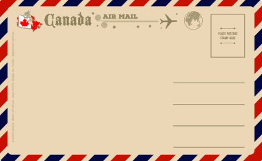 Kanada Haritası ile Vintage kartpostal