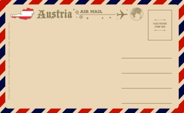 Vintage kartpostal ile Avusturya Haritası