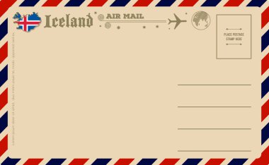 Vintage kartpostal ile İzlanda Haritası
