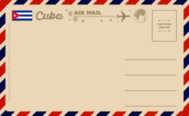 Küba bayrağı ile Vintage kartpostal