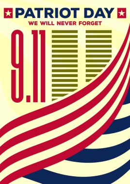 Vatansever gün vintage başlık sayfası veya poster. Biz 11 Eylül unutmayacağım. Vektör çizim